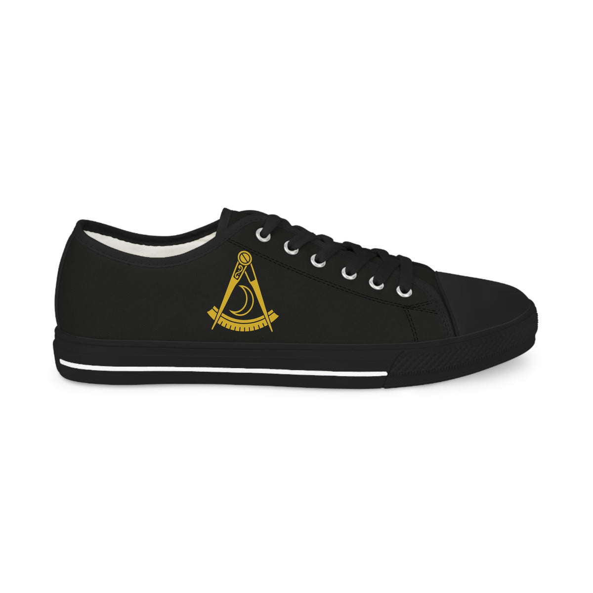 District Deputy Grand Master Blue Lodge Sneaker - Low Top Sneaker Black & White Gold Emblem - Bricks Masons