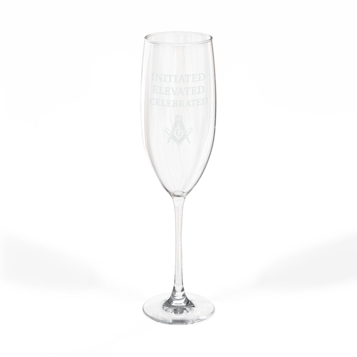 Master Mason Blue Lodge Champagne Flute - S&C G Initiated Elevated Celebrated - Bricks Masons