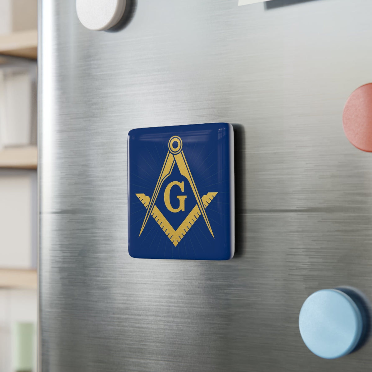 Master Mason Blue Lodge Magnet - Porcelain With Magnet - Bricks Masons