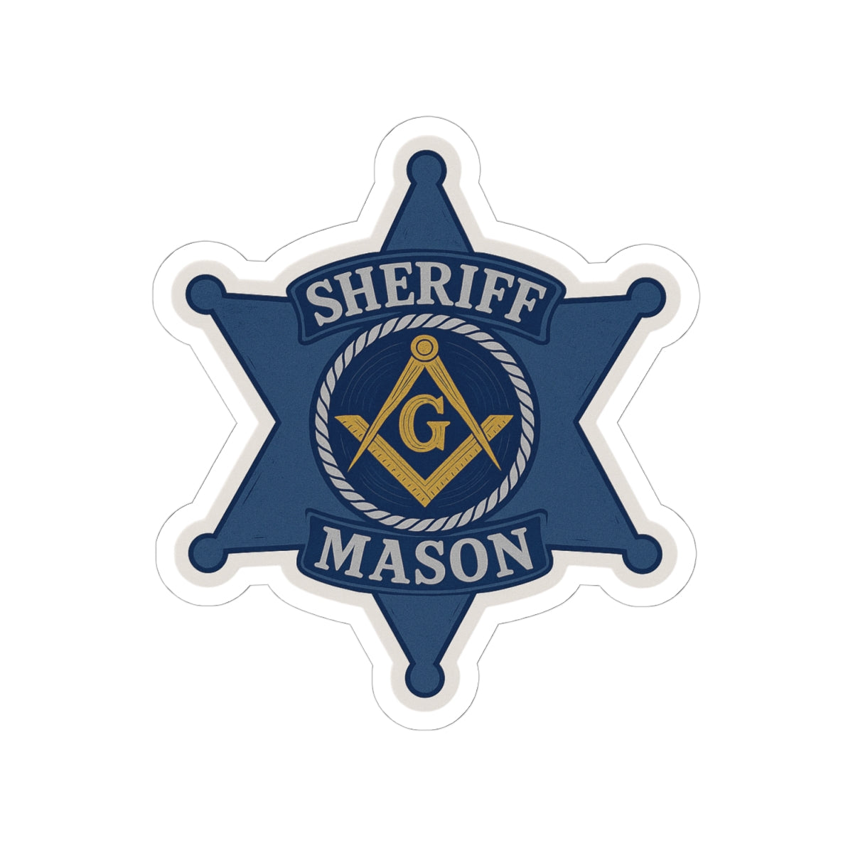 Master Mason Blue Lodge Sticker Decal - Kiss-Cut Blue Sheriff Star - Bricks Masons