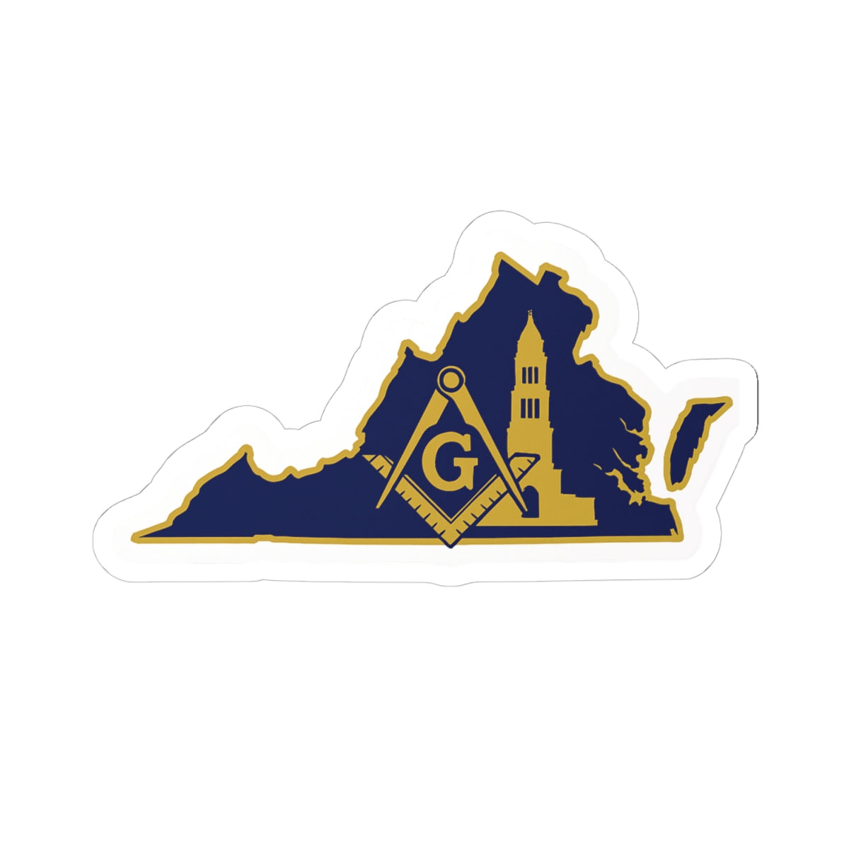 Master Mason Blue Lodge Sticker Decal - Kiss-Cut Virginia George Washington - Bricks Masons