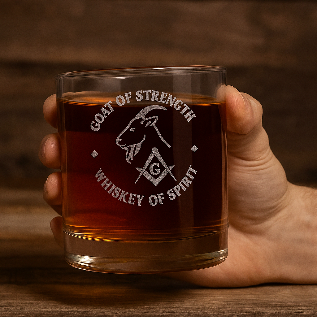 Vaso de whisky de la Logia Azul de Maestro Masón - S&C G Whisky de Cabra Fuerte