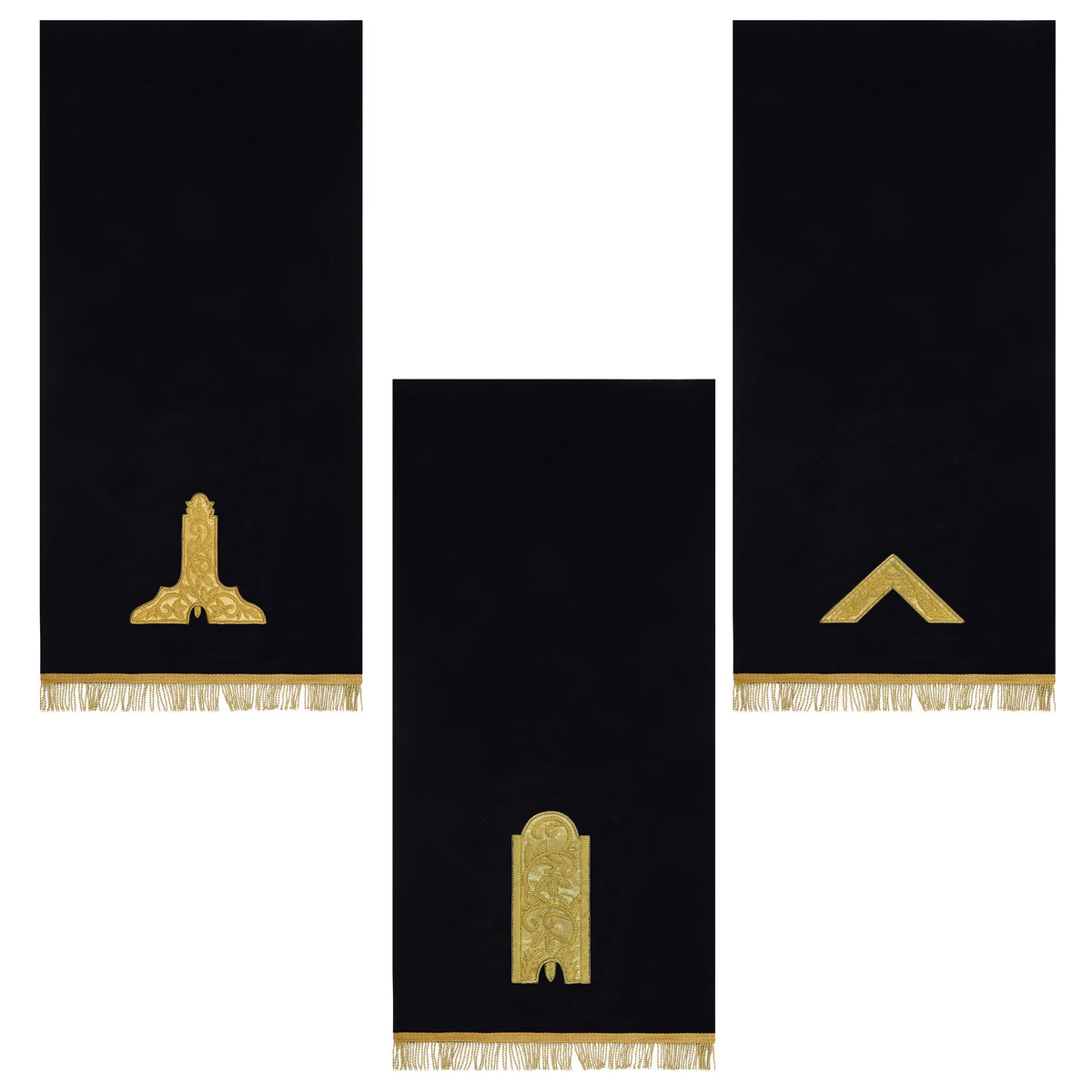 Officers Blue Lodge Pedestal Cover - Hand Embroidery Dark Blue Velvet - Bricks Masons