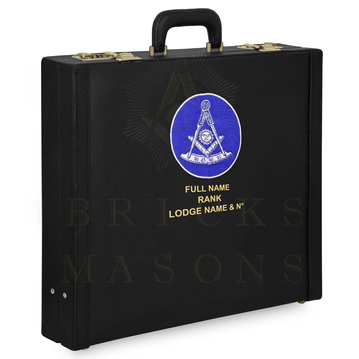 Past Master Blue Lodge Apron Case - Personalized White & Blue Emblem Various Sizes & Materials - Bricks Masons