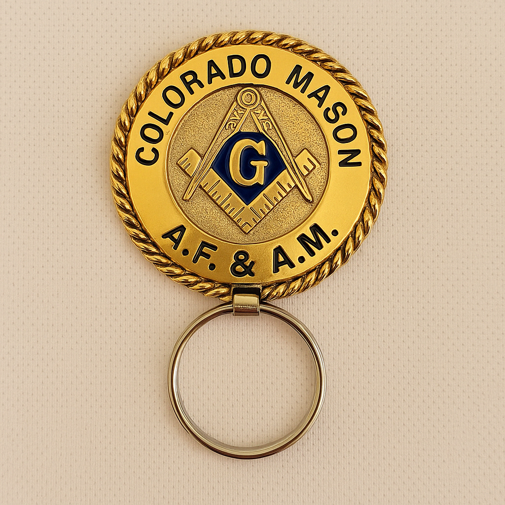 Master Mason Blue Lodge Keychain - Handcrafted Colorado Mason Square & Compass G - Bricks Masons