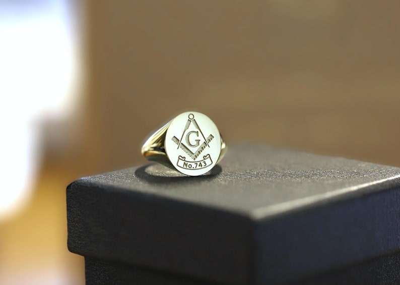 Master Mason Blue Lodge Ring - White Gold 10k Gold 14k - Bricks Masons
