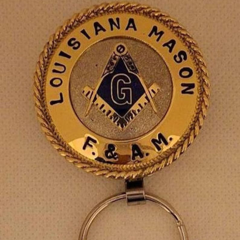 Master Mason Blue Lodge Keychain - Handcrafted Louisiana Mason Square Compass G - Bricks Masons