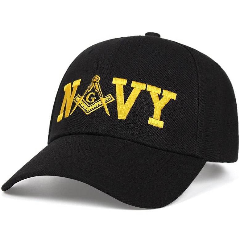 Master Mason Blue Lodge Baseball Cap - Navy Adjustable Blue - Bricks Masons