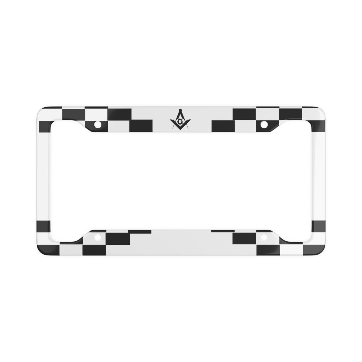 Master Mason Blue Lodge License Plate Frame - Black & White - Bricks Masons