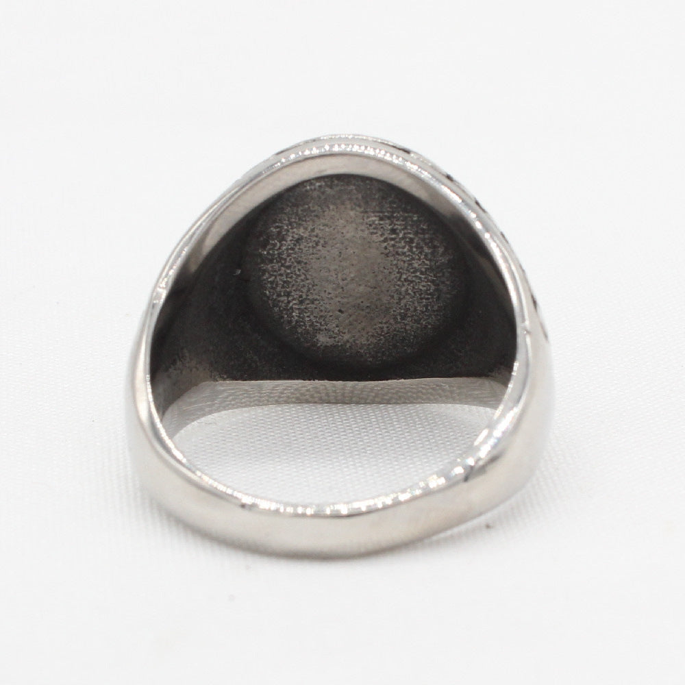 Master Mason Blue Lodge Ring - Silver Titanium Steel Square & Compass G - Bricks Masons