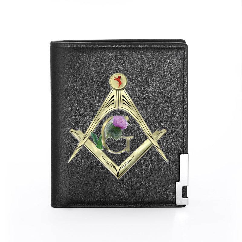 Master Mason Blue Lodge Wallet - Floyd Lodge No. 329 Black & Brown - Bricks Masons