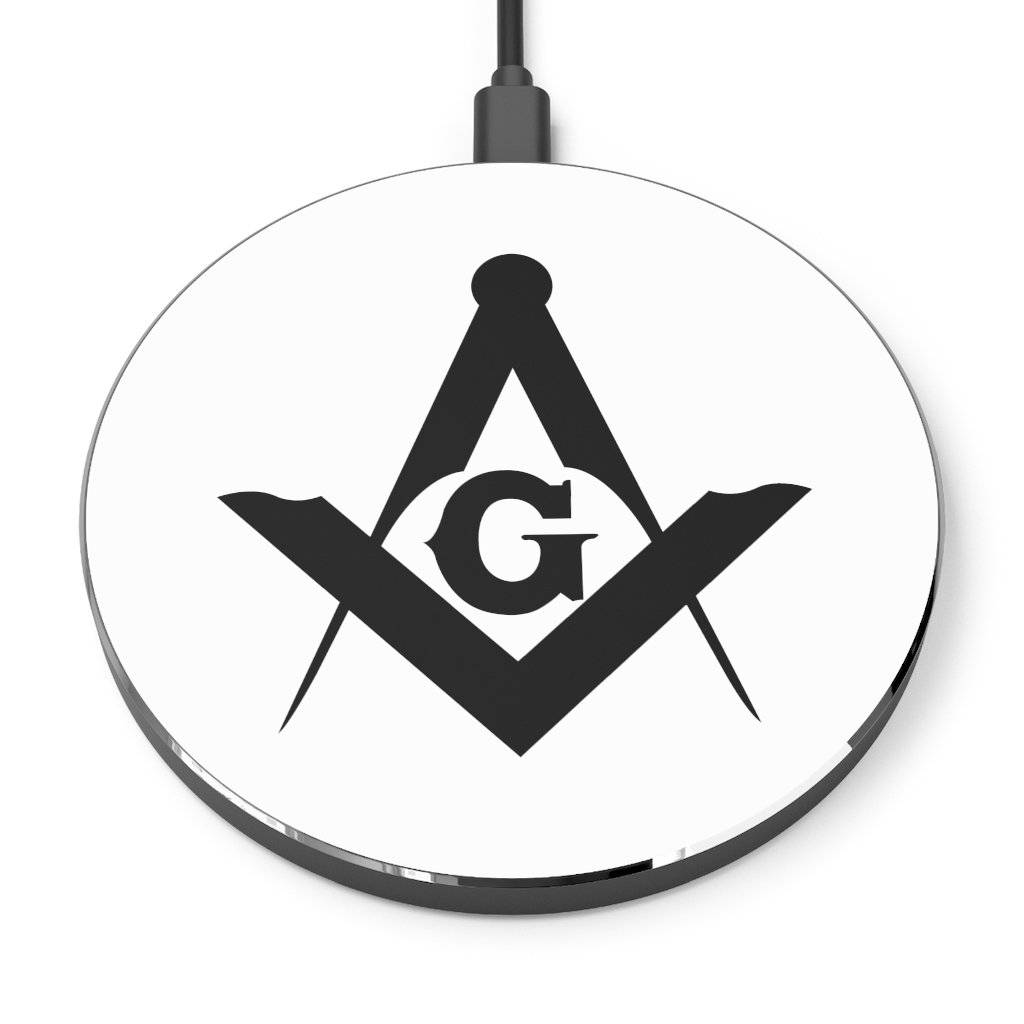 Master Mason Blue Lodge Wireless Charger - White Square & Compass G - Bricks Masons
