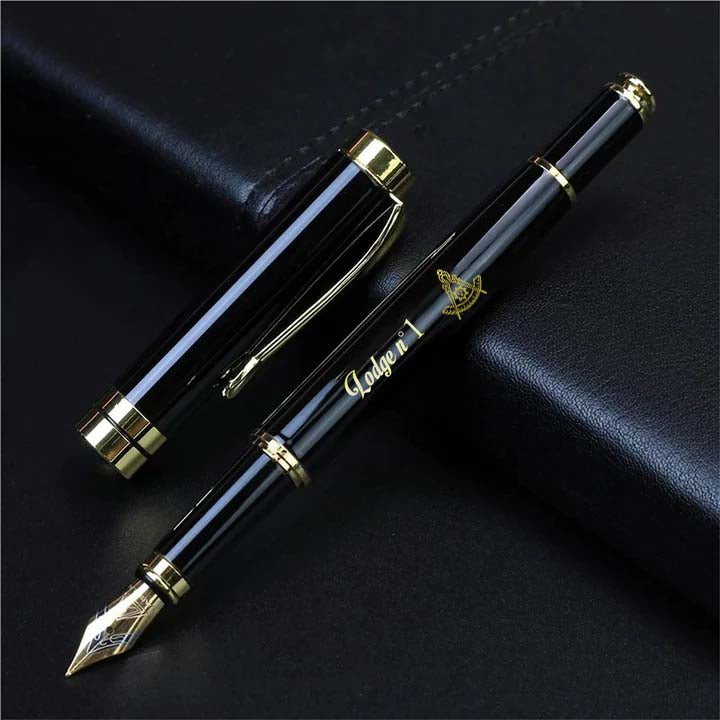 Past Master Blue Lodge California Regulation Pen - Black & Gold - Bricks Masons