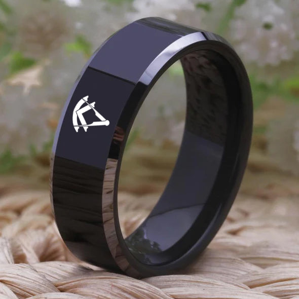 Past Master Blue Lodge Ring - Black Tungsten Carbide - Bricks Masons