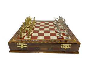 Widows Sons Chess Set - Wood Mosaic Pattern - Bricks Masons