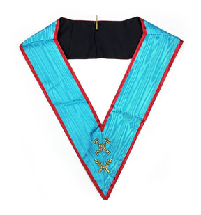 Officers Memphis Misraim French Regulation Officer Collar Set - Turquoise Machine Embroidery