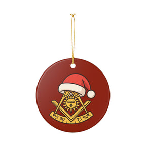 Past Master Blue Lodge Christmas Ornament - Golden Square & Compass with Quadrant Sun - Bricks Masons