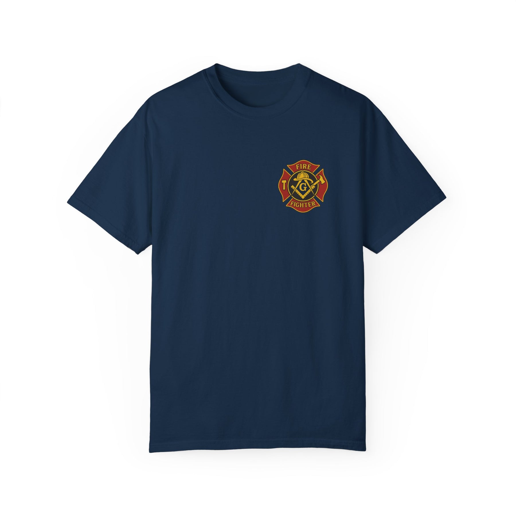 Master Mason Blue Lodge T-Shirt - Firefighter Mason Garment-Dyed Tee - Bricks Masons