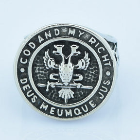 32nd Degree Scottish Rite Ring - Silver Stainless Steel Deus Meumque Jus - Bricks Masons