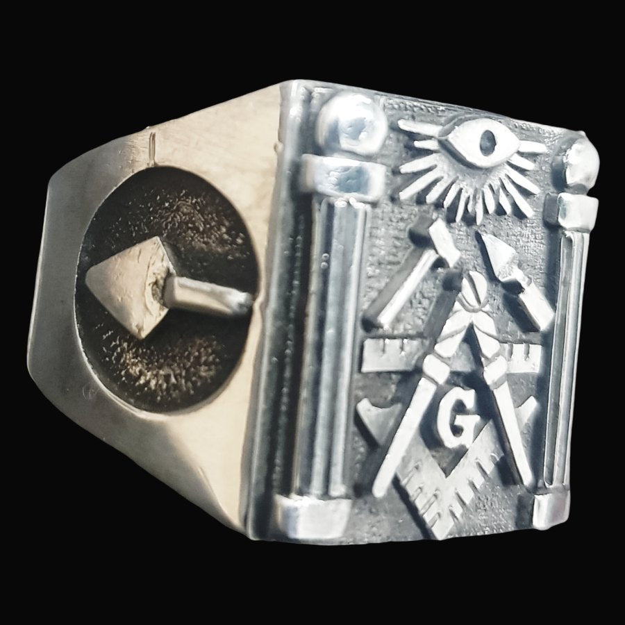 Masonic Master Degree Ring Silver 2 cm 14 g Masonry Art 1072 - Bricks Masons