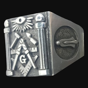 Masonic Master Degree Ring Silver 2 cm 14 g Masonry Art 1072 - Bricks Masons