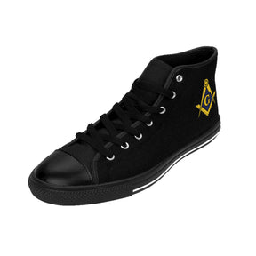 Master Mason Blue Lodge Sneaker - Black with Gold S&C G Nylon Canvas - Bricks Masons