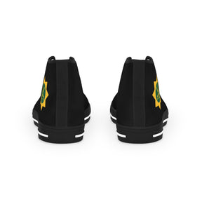 Red Cross of Babylone Sneaker - High Top Black & White Gold & Green Emblem - Bricks Masons