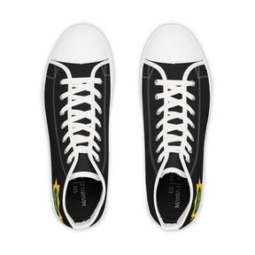 Red Cross of Babylone Sneaker - High Top Black & White Gold & Green Emblem - Bricks Masons