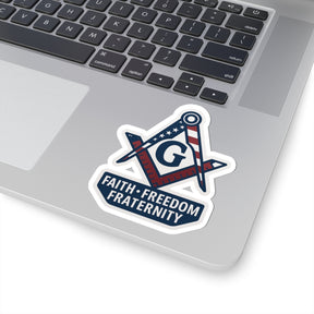 Master Mason Blue Lodge Sticker Decal - Kiss-Cut Faith Freedom Fraternity US Flag - Bricks Masons