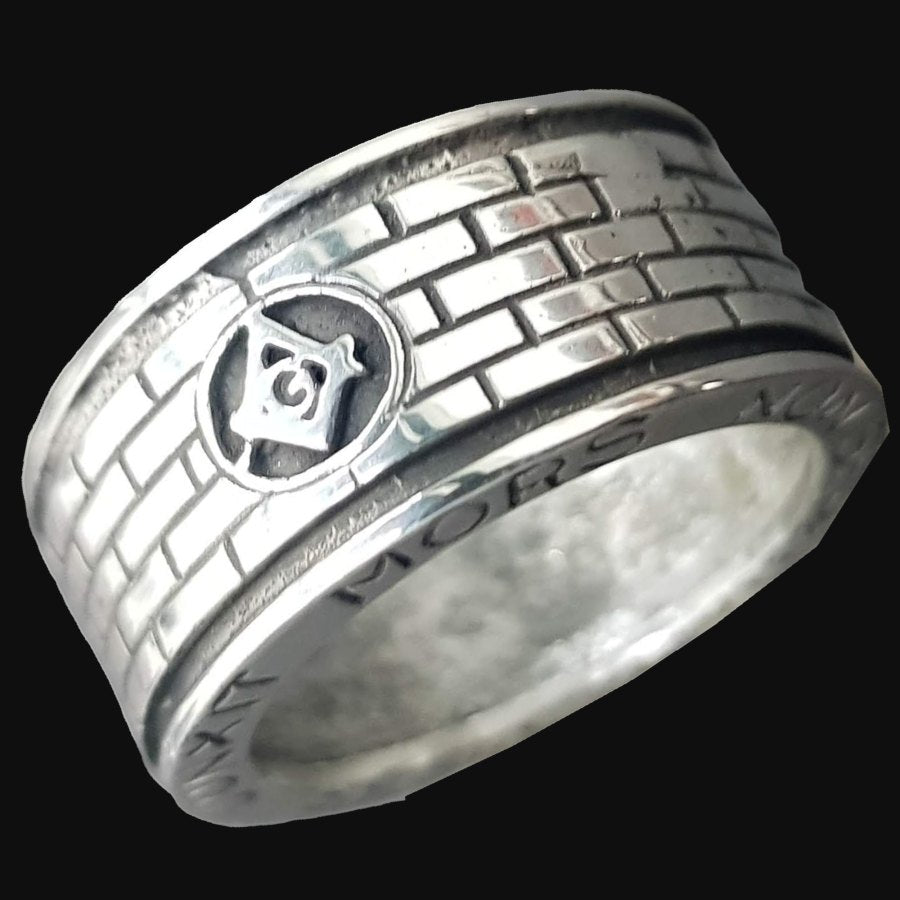 Mason Compas Acacia Ring 1.9 Cm Circunf In Silver Art 1112 - Bricks Masons