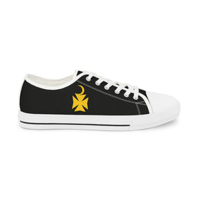 Knights of Constantinople Sneaker - Low Top Sneaker Black & White Golden Emblem - Bricks Masons