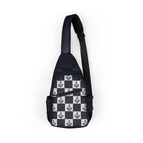 Master Mason Blue Lodge Crossbody Bag - Black & White Checkered Nylon - Bricks Masons