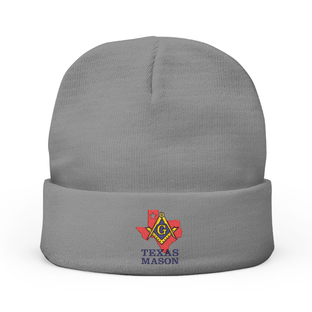 Master Mason Blue Lodge Beanie - Knit Embroidery Texas Mason Square and Compass G - Bricks Masons