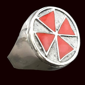 Templar Cross Ring, Enameled in Silver, 1.8 cm, 12 g, Art. 1209 - Bricks Masons