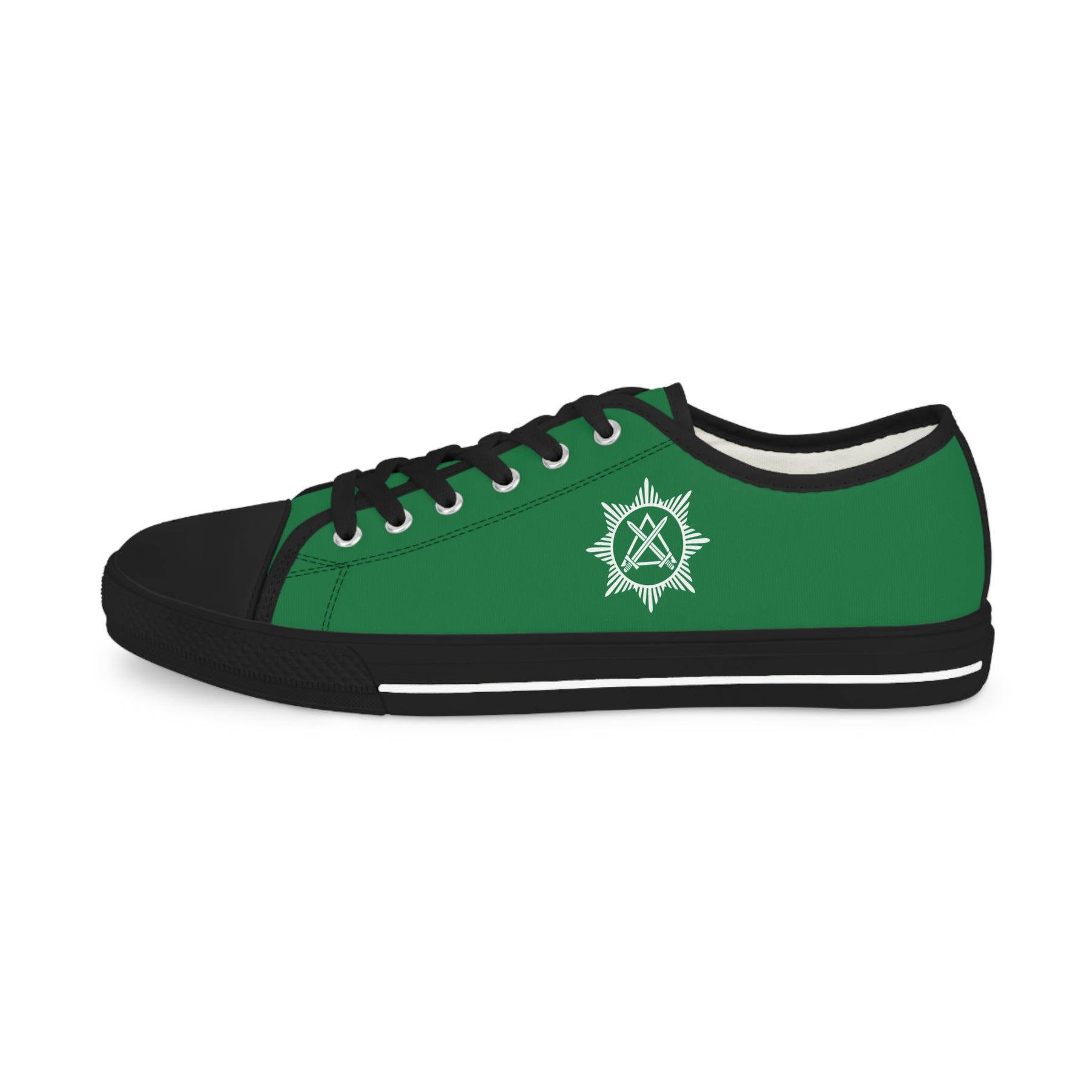 Knight Masons Sneaker - Low Top Sneaker Black & White Green Canvas - Bricks Masons