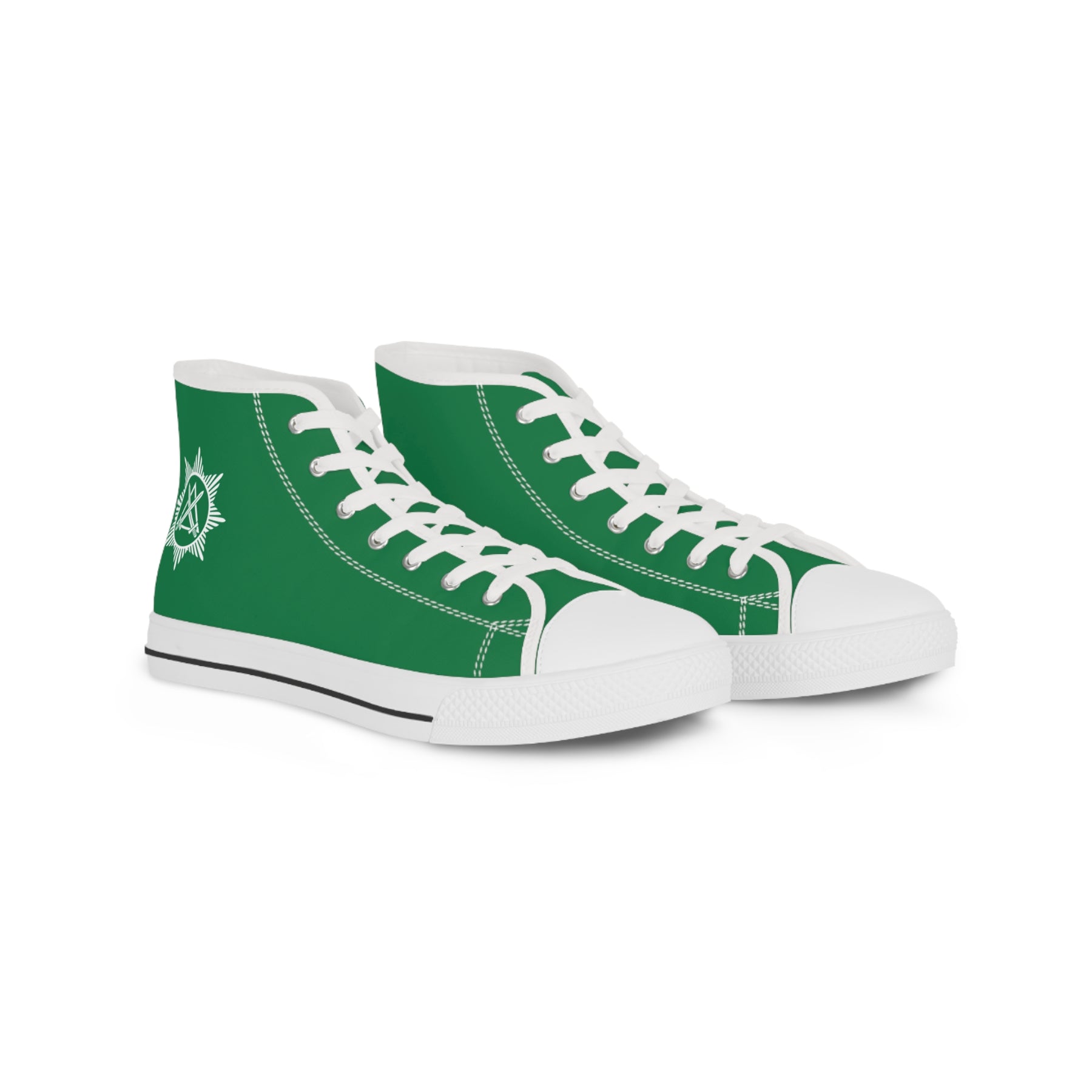 Knight Masons Sneaker - High Top Black & White Green Canvas - Bricks Masons