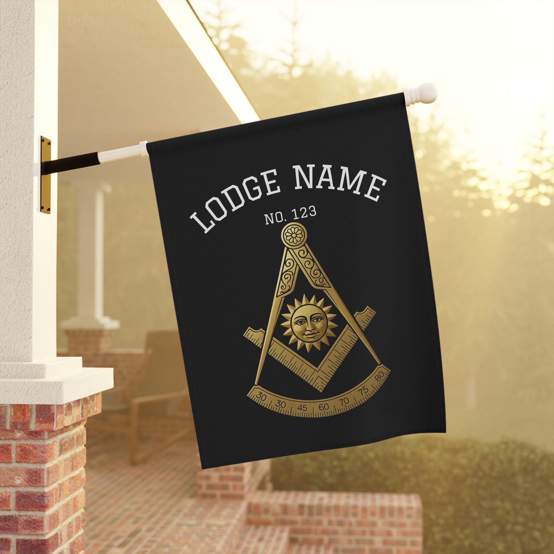 Past Master Blue Lodge Yard Flag - Square & Compass With Personalization - Bricks Masons