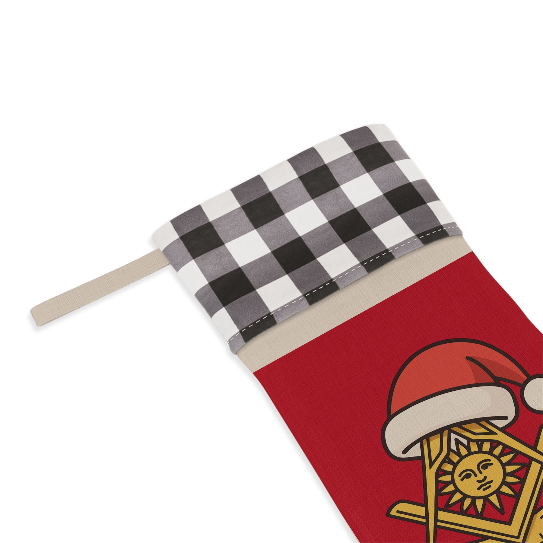 Past Master Blue Lodge Christmas Stocking - Gold Square & Compass with Quadrant Sun - Bricks Masons