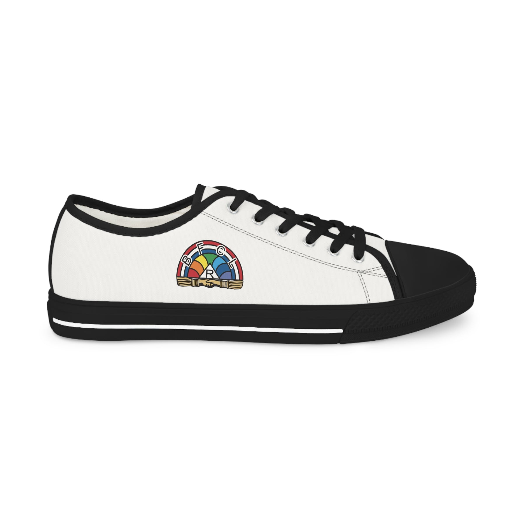 International Order Rainbow For Girls Sneaker - Low Top Sneaker Black & White Colorful Emblem - Bricks Masons