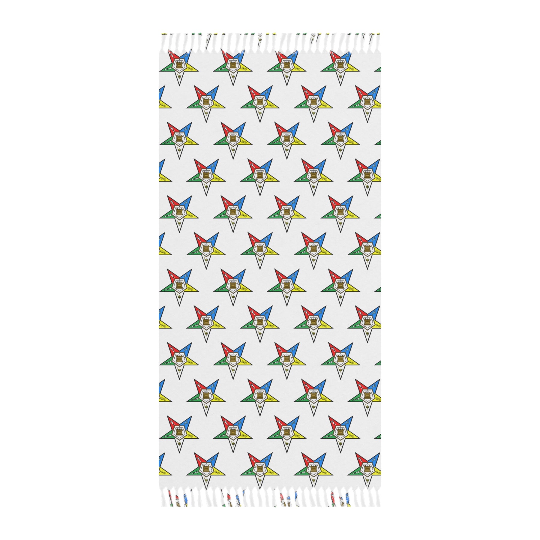 OES Towel - Colorful Stars Polyester With Knotted Tassels - Bricks Masons
