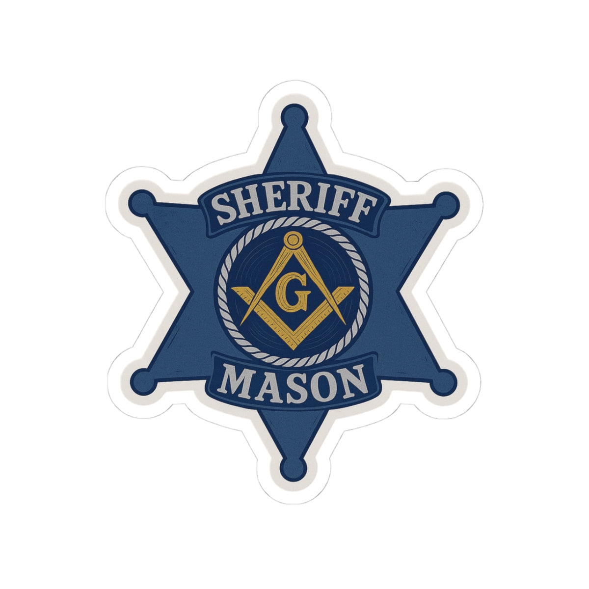 Master Mason Blue Lodge Sticker Decal - Kiss-Cut Blue Sheriff Star - Bricks Masons
