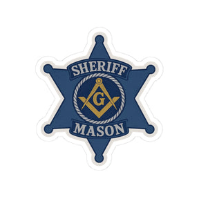 Master Mason Blue Lodge Sticker Decal - Kiss-Cut Blue Sheriff Star - Bricks Masons
