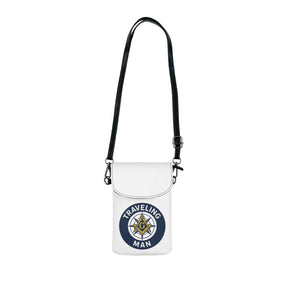 Master Mason Blue Lodge Cell Phone Wallet - Traveling Man Microfiber Leather - Bricks Masons