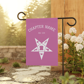 OES Yard Flag - Pink & White Star With Personalization - Bricks Masons