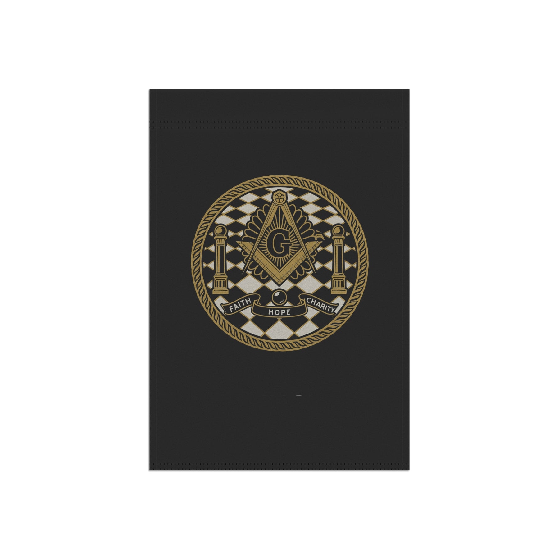 Master Mason Blue Lodge Yard Flag - Faith Hope Charity Printed Poly Poplin - Bricks Masons