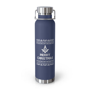 Master Mason Blue Lodge Flask - Merry Christmas Square & Compass G Copper Vacuum Insulated