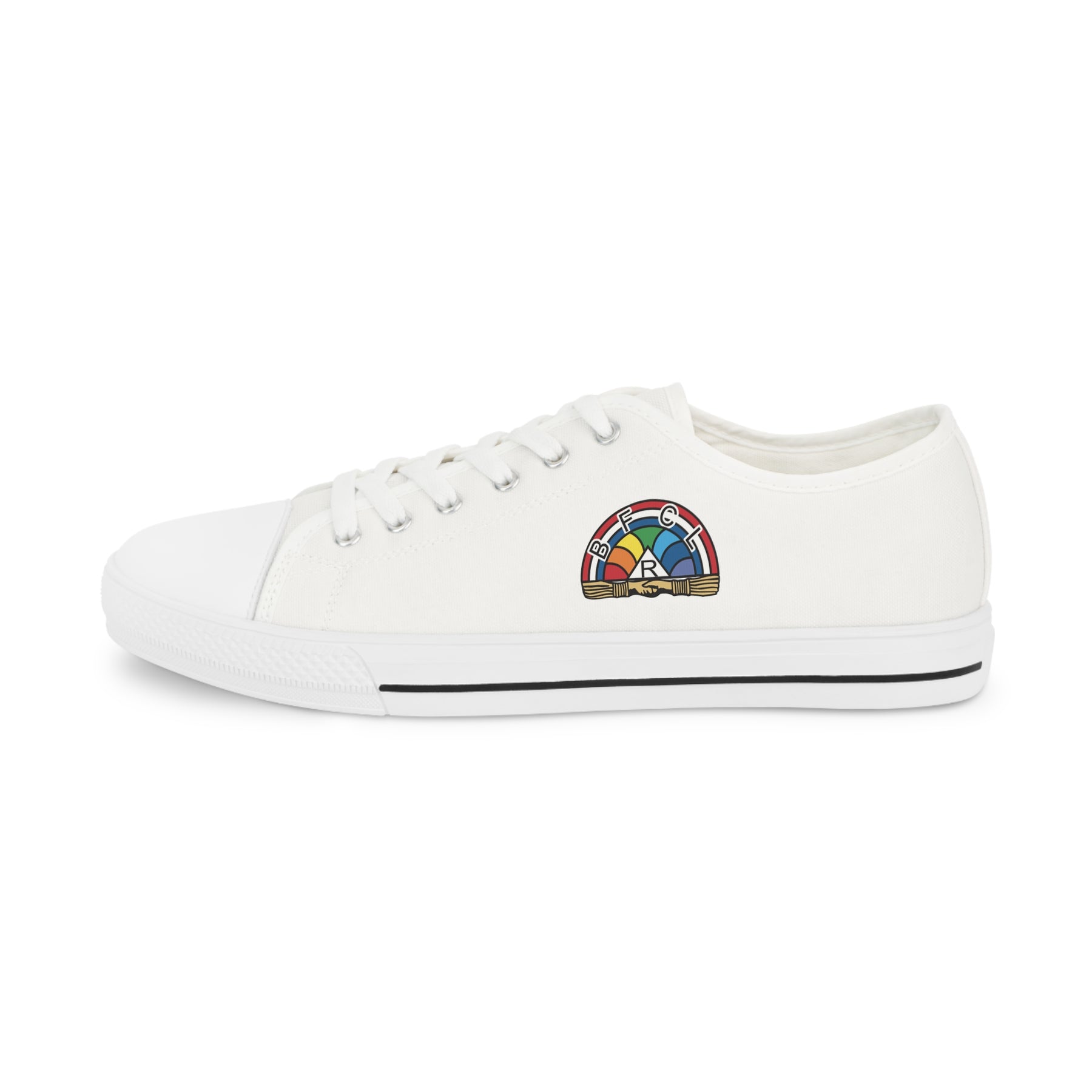 International Order Rainbow For Girls Sneaker - Low Top Sneaker Black & White Colorful Emblem - Bricks Masons