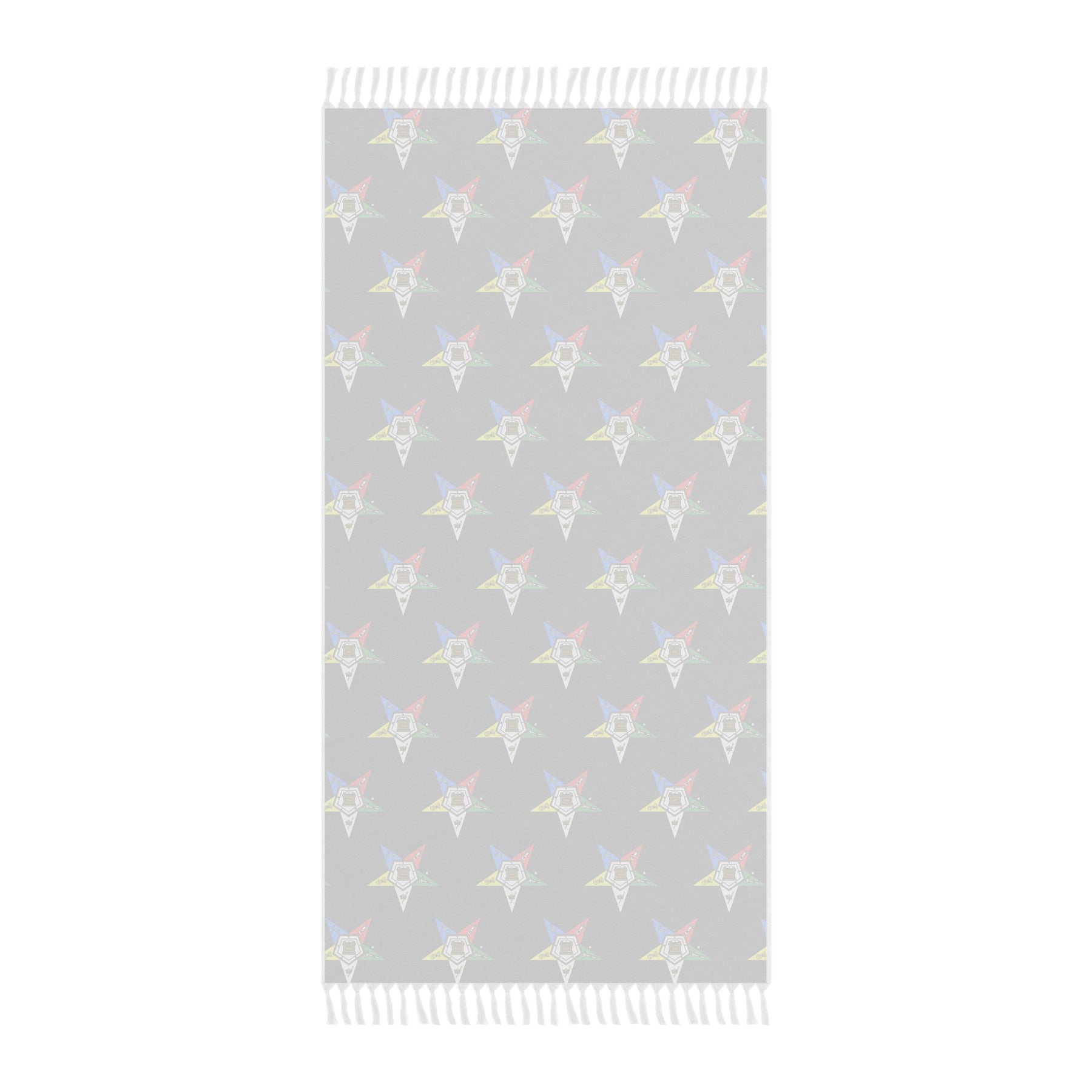 OES Towel - Black Polyester Colorful Stars With Knotted Tassels - Bricks Masons