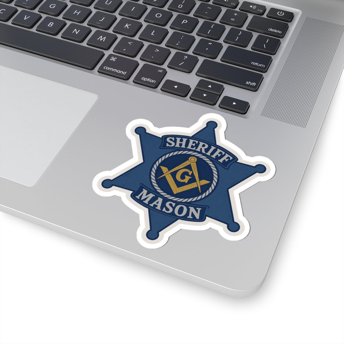 Master Mason Blue Lodge Sticker Decal - Kiss-Cut Blue Sheriff Star - Bricks Masons