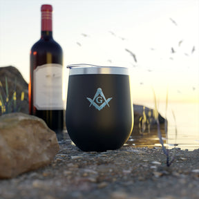 Master Mason Blue Lodge Vacuum Cup - Frosty Square & Compass G Design - Bricks Masons